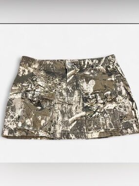Camo Cargo Mini Skirt in Olive & Tan